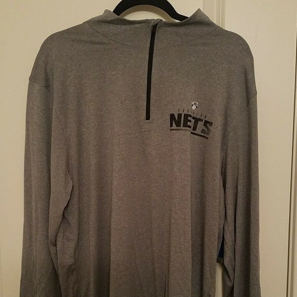 Brooklyn Nets 1/4 Zip Pullover Long Sleeve Gray NBA STORE MEN'S XL NEW WITH TAGS - Picture 1 of 2